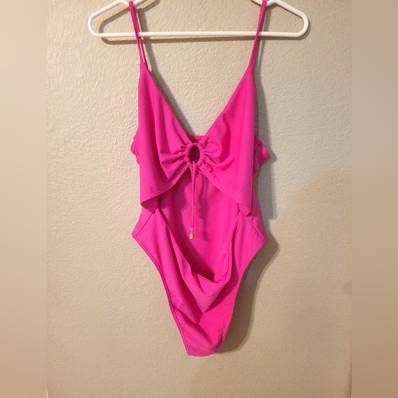 💗NEW Pacsun Hot Pink One Piece Cut Out Swimsuit - Picture 5 of 6